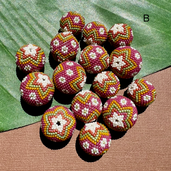 Pink Green Orange (Size 15) Beaded Beads