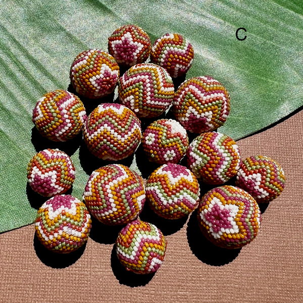 Pink Green Orange (Size 15) Beaded Beads