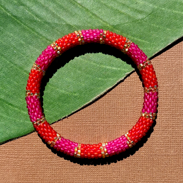 Pink Beaded Bangles #31