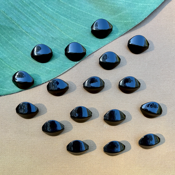 Black Shiny Oval Puff Beads - 30 Pieces