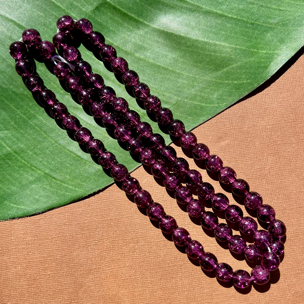 Purple Crackle 8mm & 10mm Beads - 100 Pieces