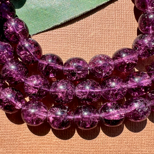 Purple Crackle 8mm & 10mm Beads - 100 Pieces