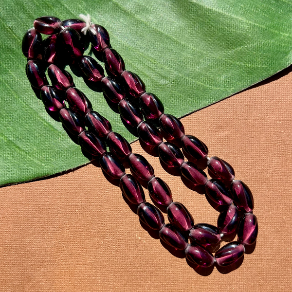 Purple Oval Twist Beads - 50 Pieces