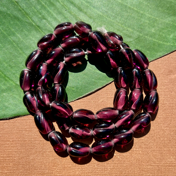 Purple Oval Twist Beads - 50 Pieces