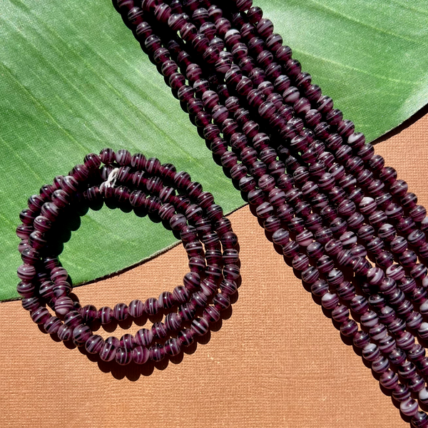 Purple Swirl Round 8mm Beads - 100 Pieces