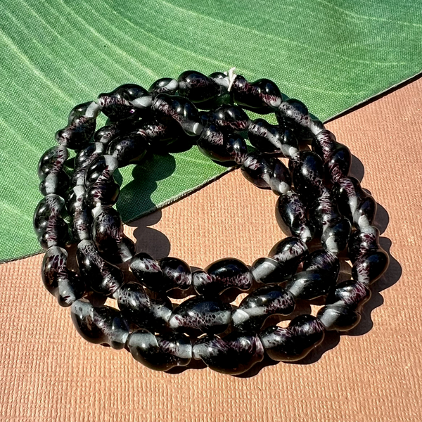 Purple Twisted Tube Beads - 40 Pieces