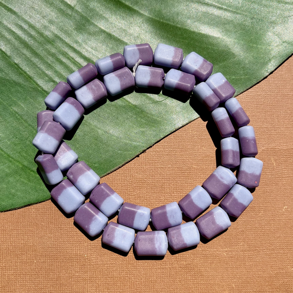 Purple Two Tone Rectangular Beads - 50 Pieces