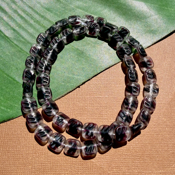 Purple & Clear Square Beads Matte & Shiny - 50 Pieces
