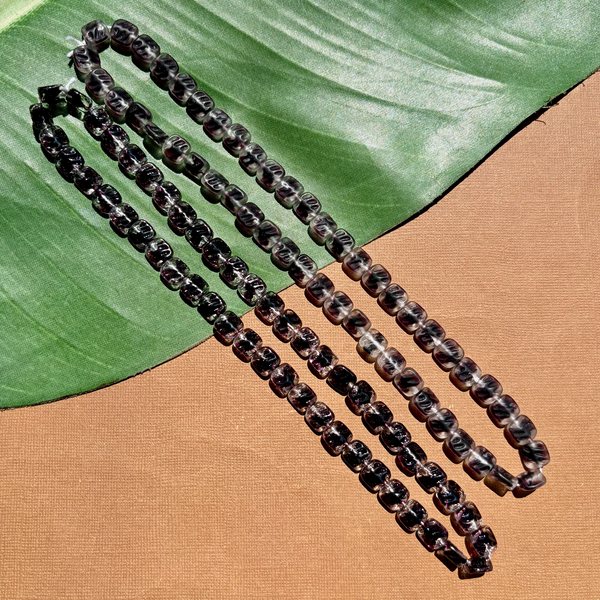 Purple & Clear Square Beads Matte & Shiny - 50 Pieces