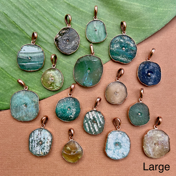 Roman Glass Round Pendants - 1 Piece