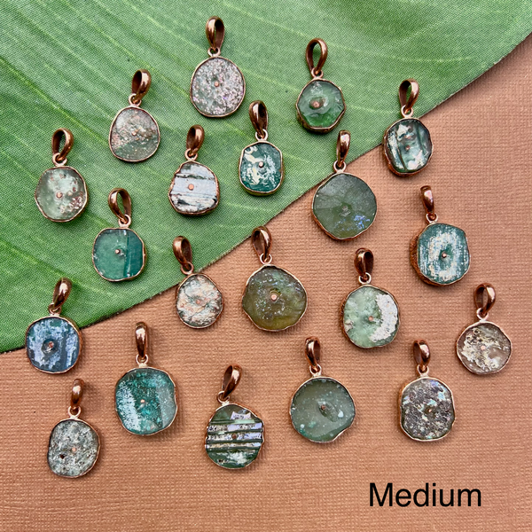 Roman Glass Round Pendants - 1 Piece