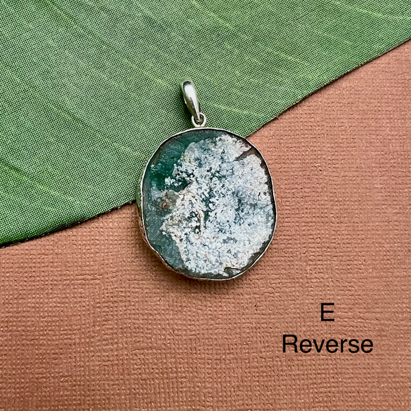 Roman Glass Round Sterling Silver Pendants - 1 Piece