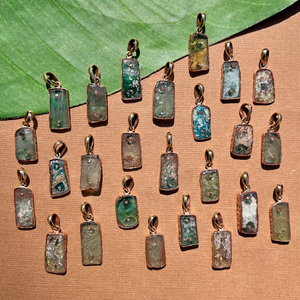 Roman Glass Rectangle Pendants - 1 Piece