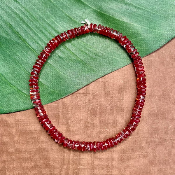 Red and Clear Square Beads - 100 Pieces
