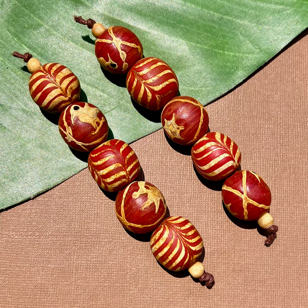 Red Bird & Zebra Beads - 5 Pieces