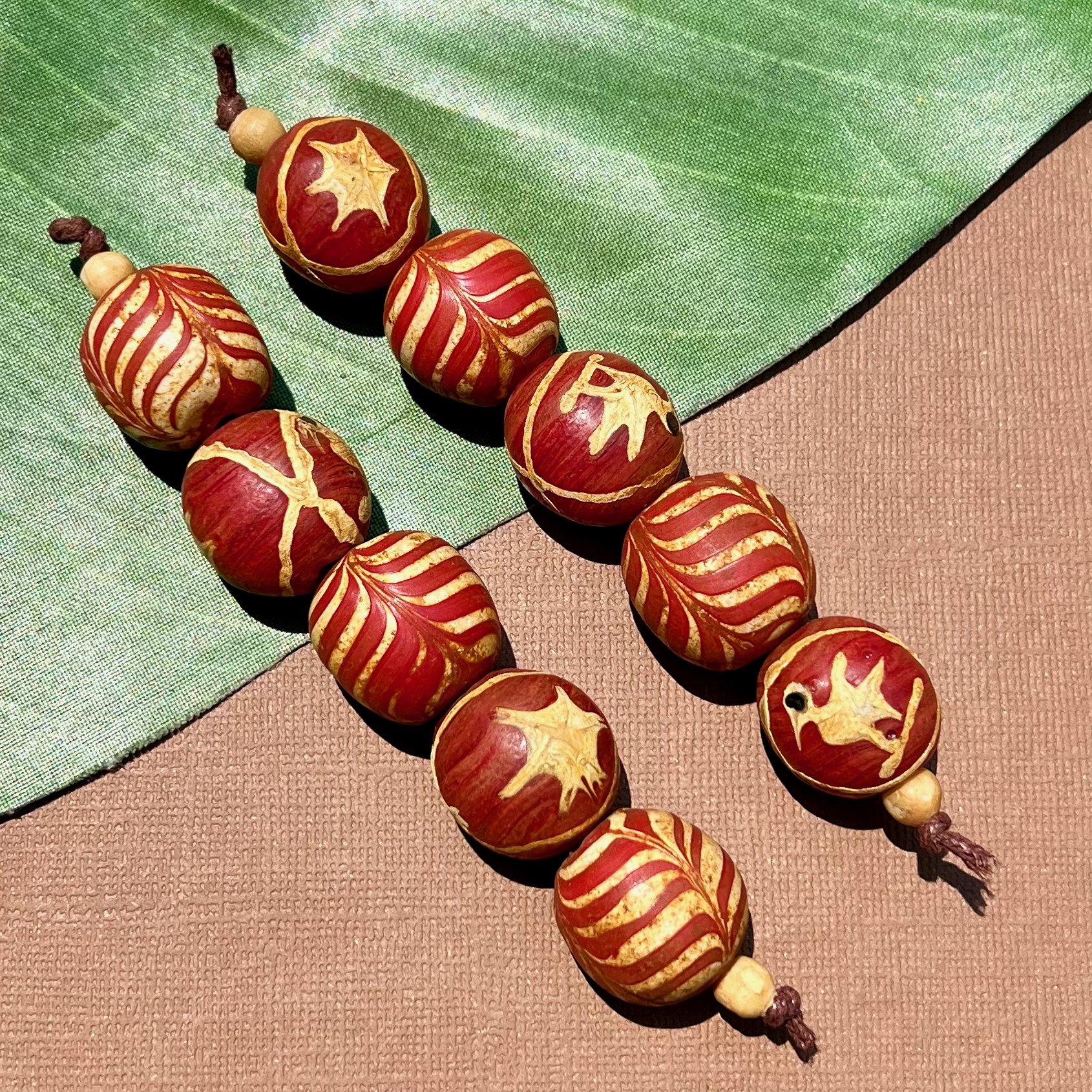 Red Bird & Zebra Beads - 5 Pieces