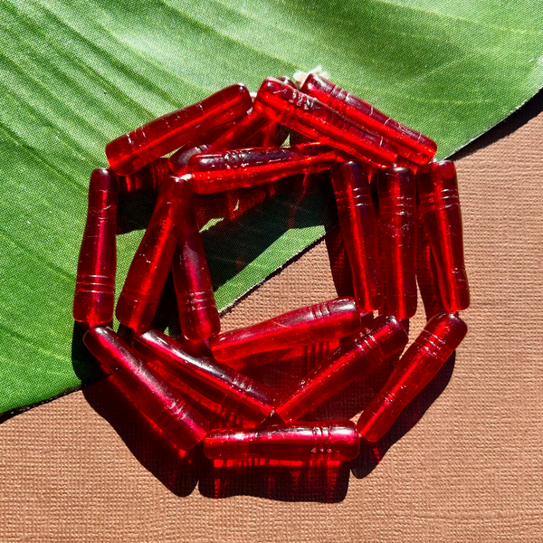 Red Bottle Beads - 17 Pieces