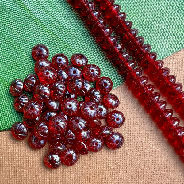 Dark Red Large Saucer Beads - 100 Pieces