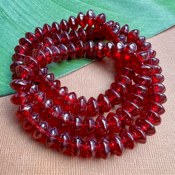 Dark Red Large Saucer Beads - 100 Pieces