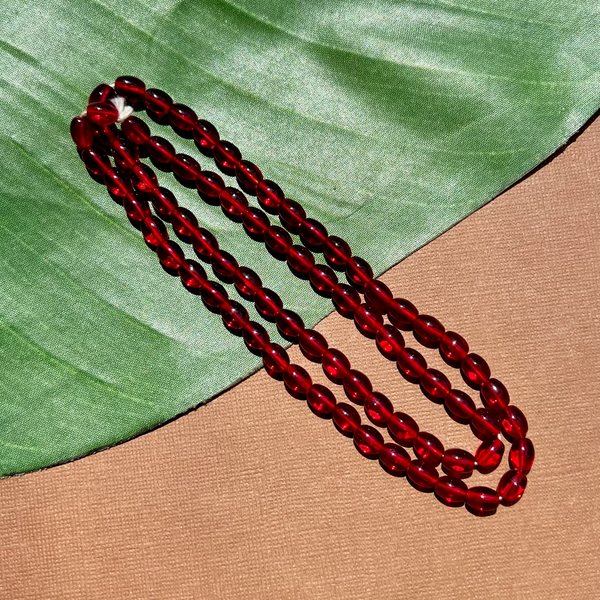 Red Oval Glass Beads - 75 Pieces