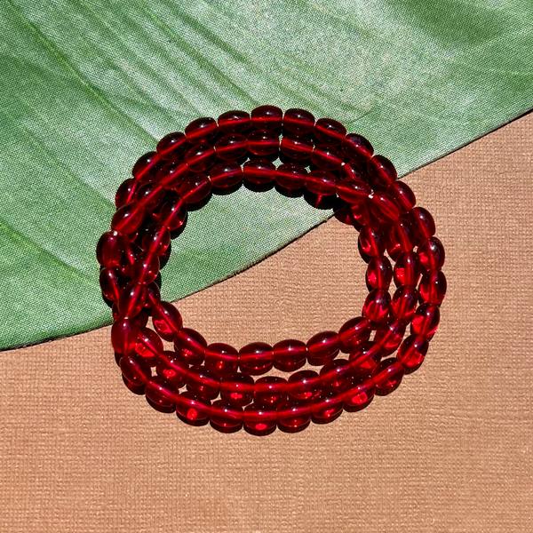 Red Oval Glass Beads - 75 Pieces