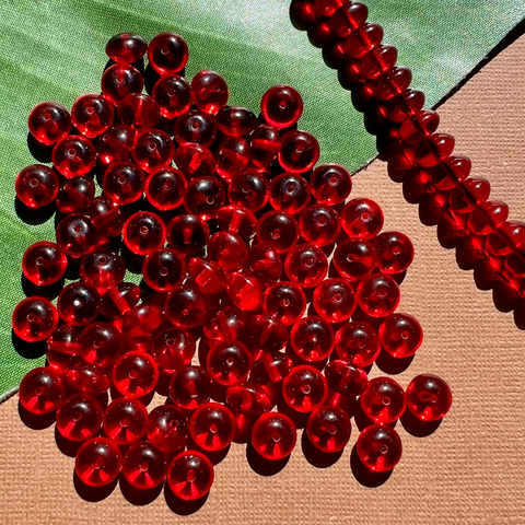 Red Smooth Saucer Beads - 100 Pieces