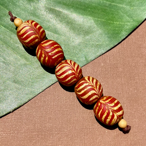 Red Zebra Glass Beads - 5 Pieces