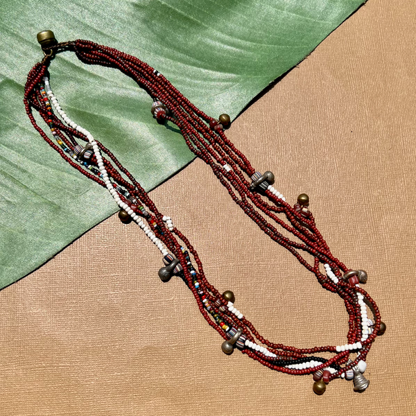 Short Akha Necklaces - Red, White, & Black