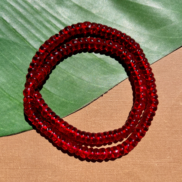 Red Snake Bead Glass - 125 Pieces