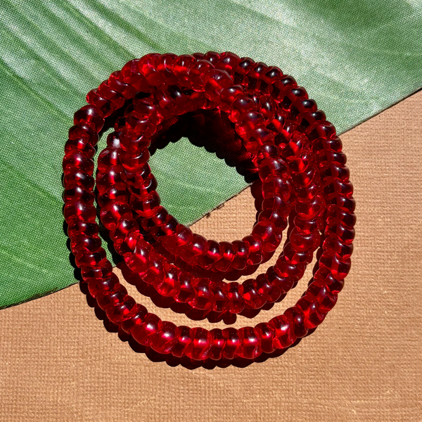 Red Snake Bead Glass - 125 Pieces