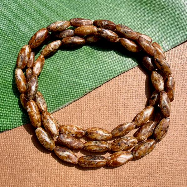 Picasso Brown Rice Beads - 50 Pieces