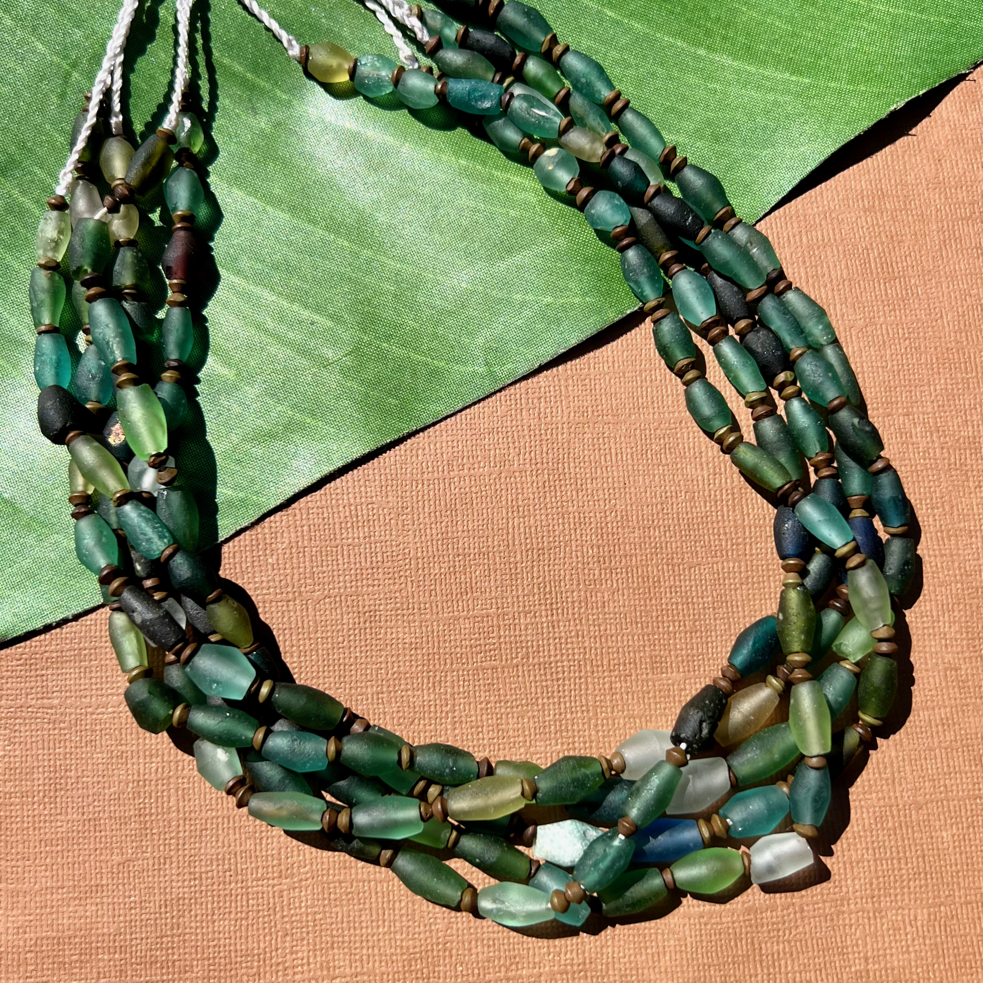 Roman Glass Rice Bead Strands