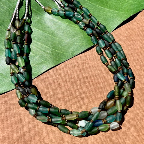 Roman Glass Rice Bead Strands