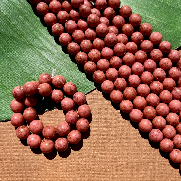 Rose Pink & Copper Druk 10mm Beads - 50 Pieces