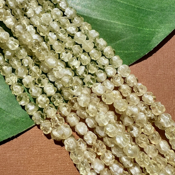 Cream & Crystal Rose Beads - 100 Pieces