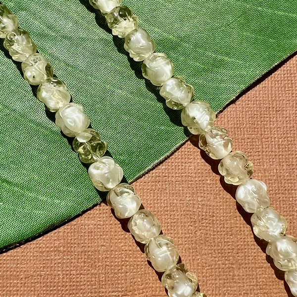 Cream & Crystal Rose Beads - 100 Pieces