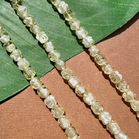 Cream & Crystal Rose Beads - 100 Pieces