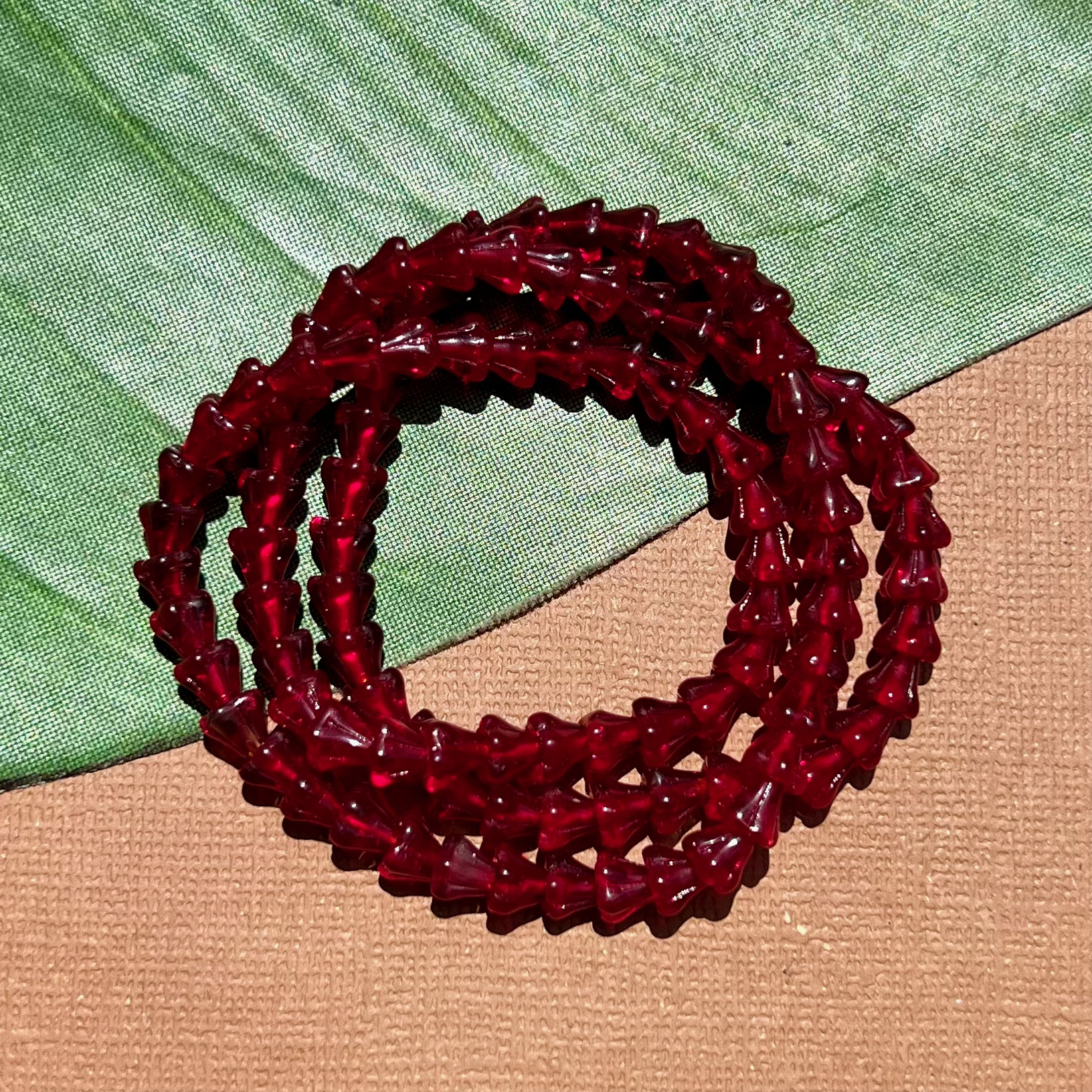 Ruby Small Flower Cap Beads - 100 Pieces