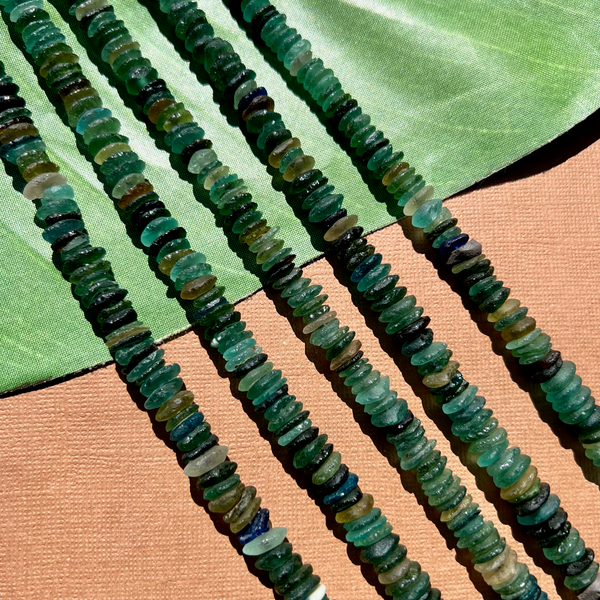 Roman Glass 9mm Saucer Bead Strands