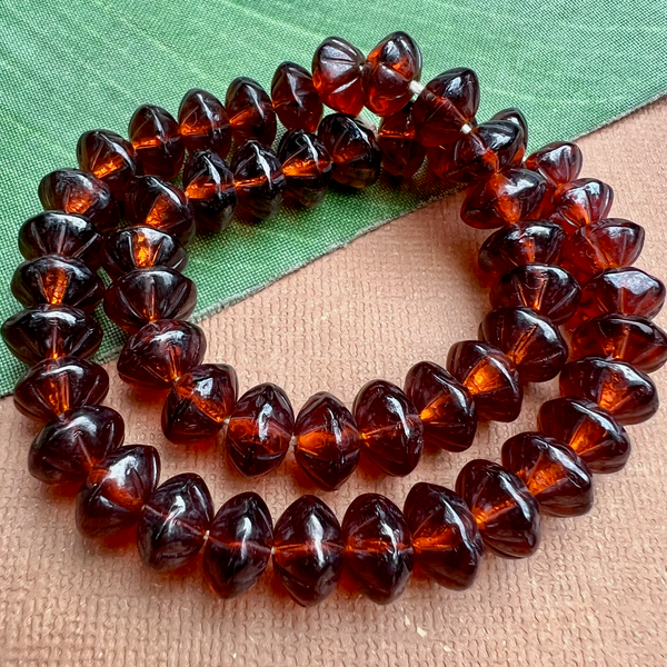Amber Glass Large Saucer Beads - 100 Pieces
