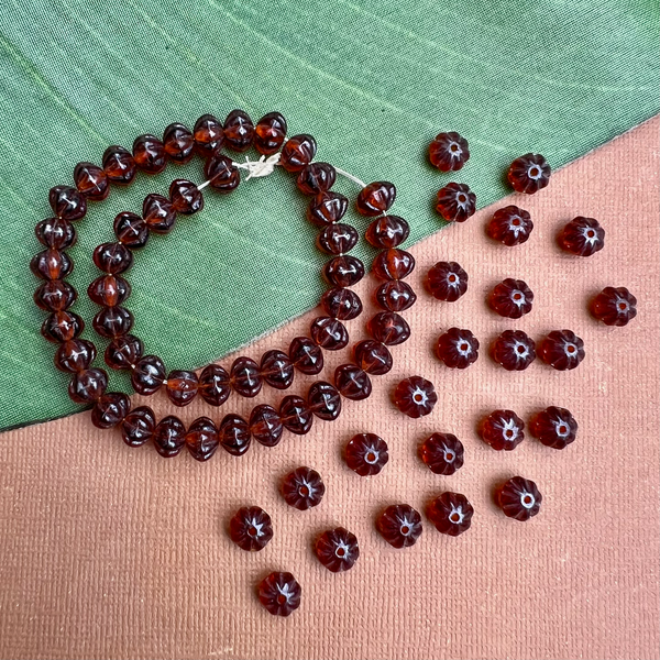 Amber Glass Saucer Beads - 100 Pieces