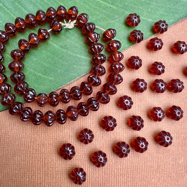 Amber Glass Saucer Beads - 100 Pieces