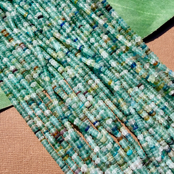 Roman Glass Saucer 3mm - 4mm Bead Strands