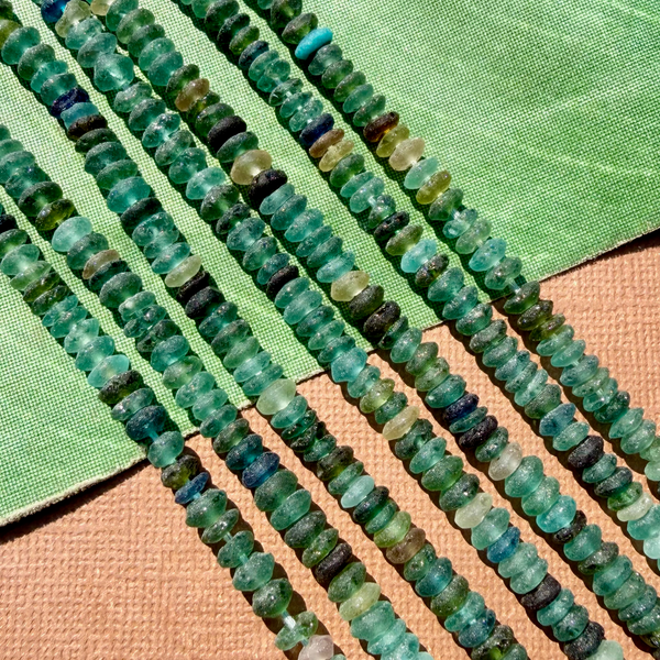 Roman Glass Saucer 4mm - 6mm Bead Strands