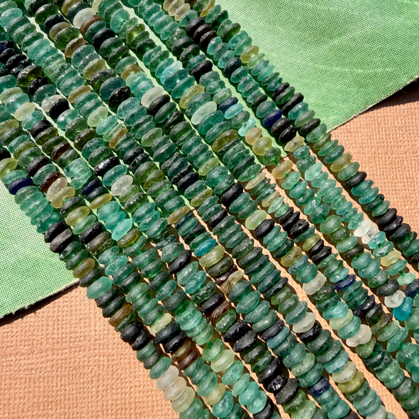 Roman Glass Saucer 5mm - 7mm Bead Strands