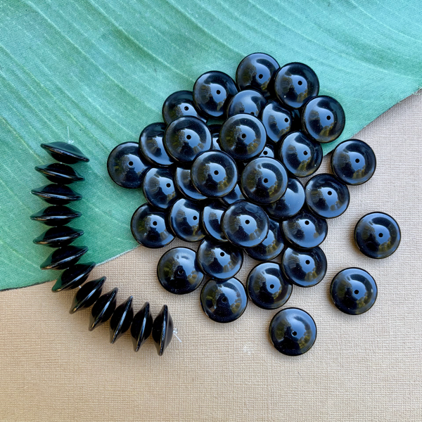 Black Large Saucer Beads - 25 Pieces