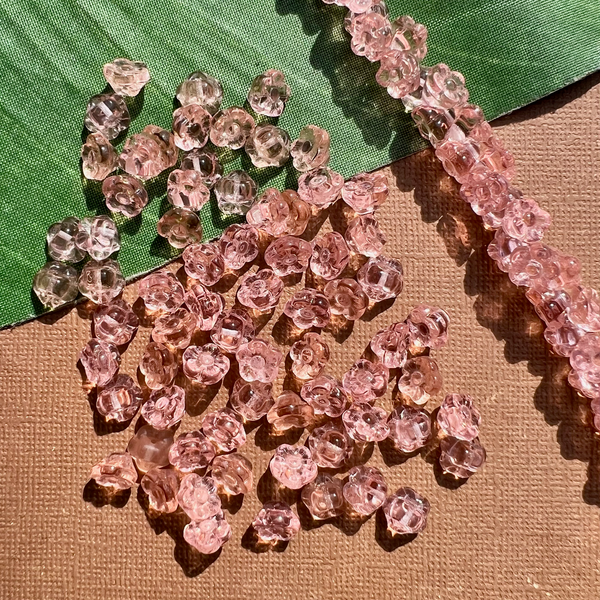 Pink Flower Shank Buttons - 100 Pieces