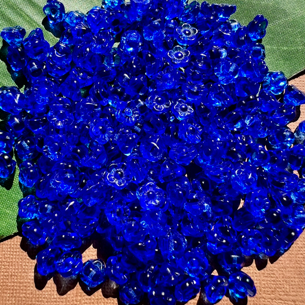 Blue Flower Shank Buttons - 100 Pieces