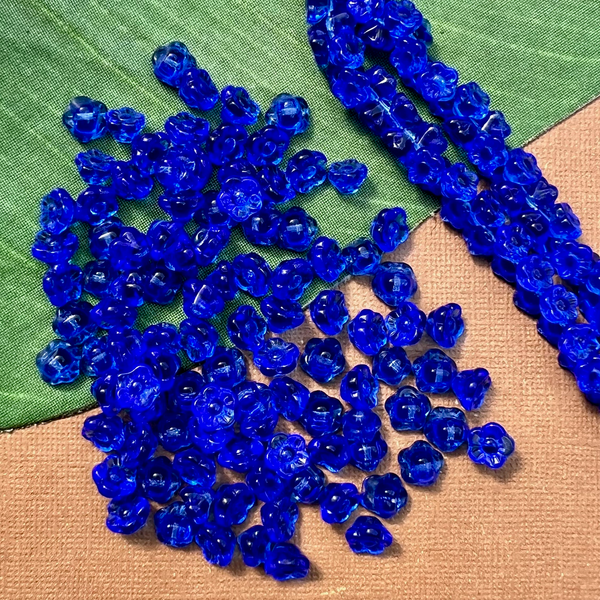 Blue Flower Shank Buttons - 100 Pieces