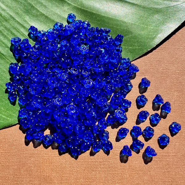 Blue Flower Shank Buttons - 100 Pieces